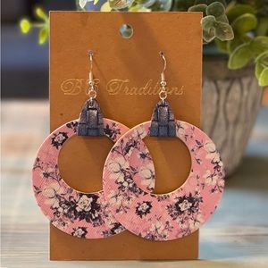 3/$25 Wildflower Faux Leather Earrings